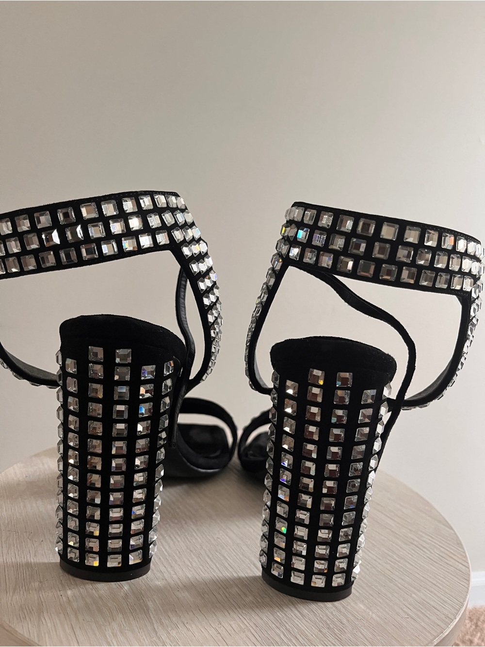 Giuseppe Zanotti Black Crystal-Embellished Block Heels - Picture 4 of 5